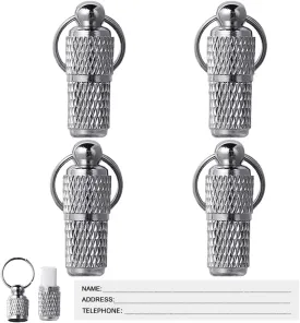 Yahpetes Anti-Lost Pet ID Tag Barrel Stainless Steel Pet ID Tags 4 Pcs Pet Puppy ID Tags Address Name Label Personalized Tag (0.98" X 0.31", Sliver)