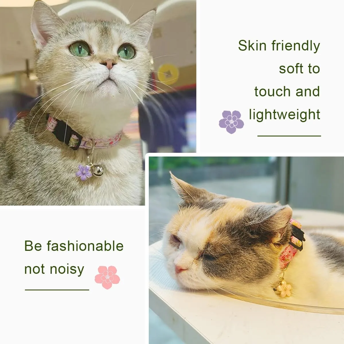 Yizepet Cat Collars with Bells, Breakaway Kitten Collar, Cute Kitty Collar in 4 Pack, Pet Supplies Accessories