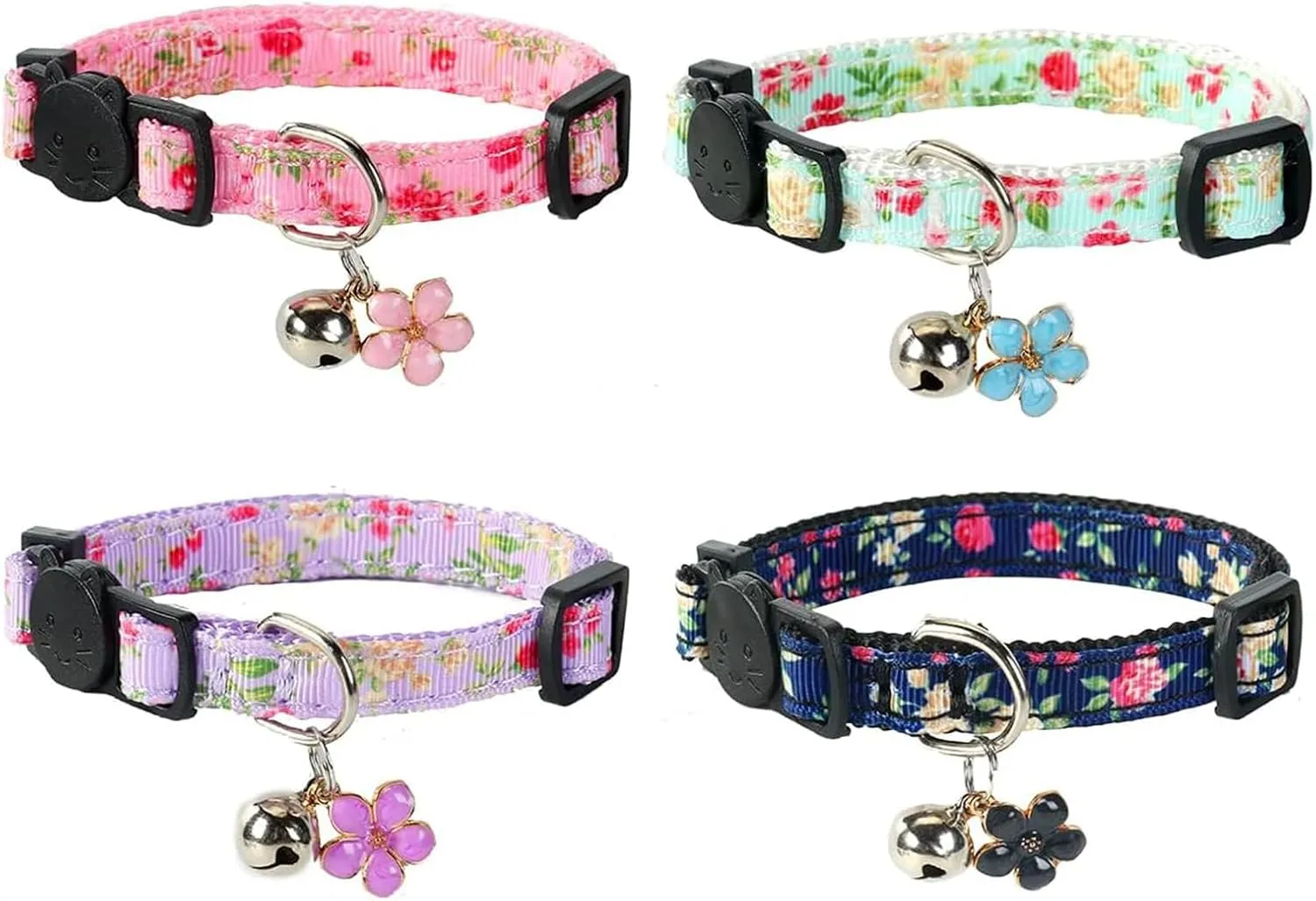 Yizepet Cat Collars with Bells, Breakaway Kitten Collar, Cute Kitty Collar in 4 Pack, Pet Supplies Accessories