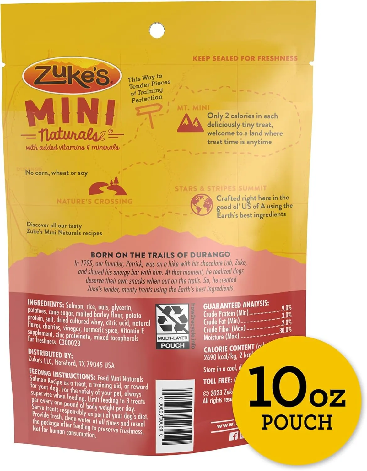 Zukes Mini Naturals Dog Training Treats for Dogs of All the Sizes, Pet Treats made with Real Salmon - 10 oz. Pouch